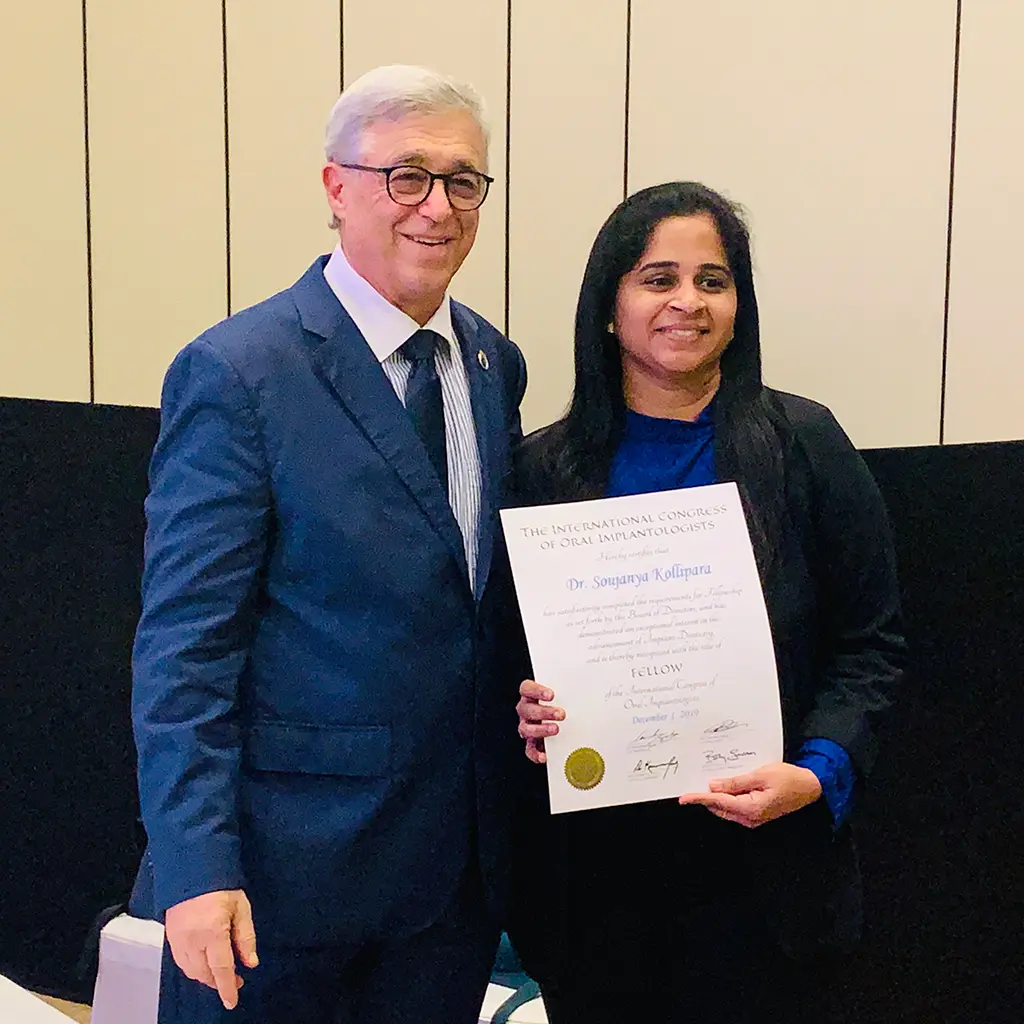 Awards and Achievements - Dr. Soujanya Kollipara Implant Smiles Hyderabad 1